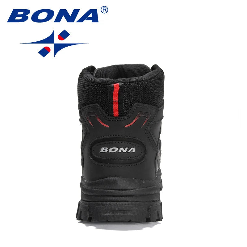 BONA  New Designer Nubuck Anlke Boots Men High Top Anti-Slip Hiking Boots Man Plush Warm Winter Short Boots Walking Footwear