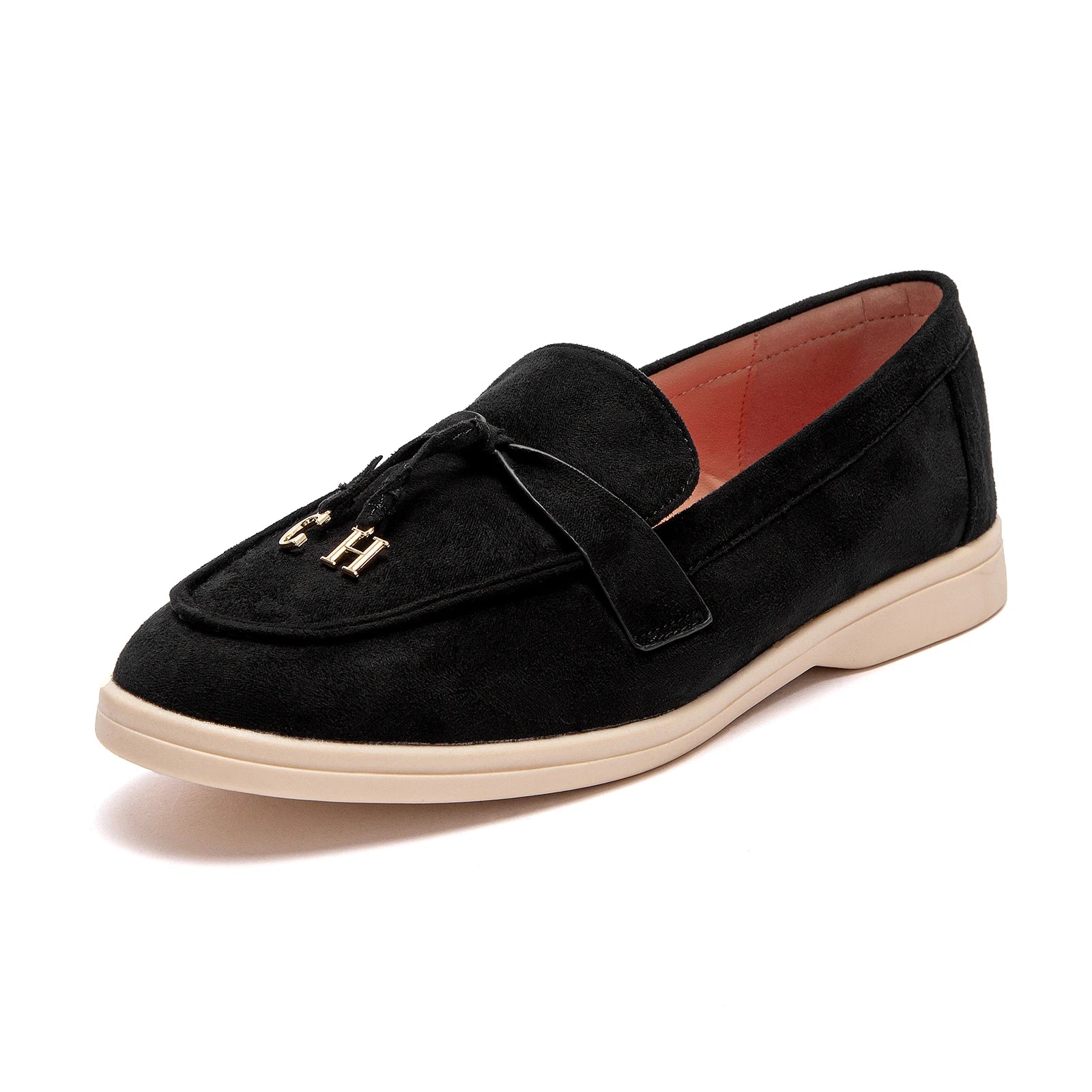 Men's and Women's Casual Shoes Loafers Deluxe Brand Leather Shoes Flat Out Traveling Strolling Shoes Black Hot Model