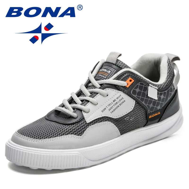 BONA 2023 New Designers Man Walking Leisure Shoes Mansculino Trendy Platform Sneakers Casual Shoes Men Lace-Up Vulcanized Shoes