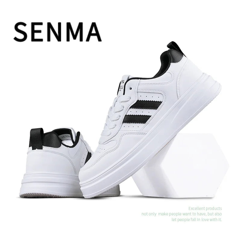 SENMA Men's Trendy Shoes Men's Shoes Breathable Thick Soled Leather Small White Shoes Fashion Board Shoes Couple Casual Shoes