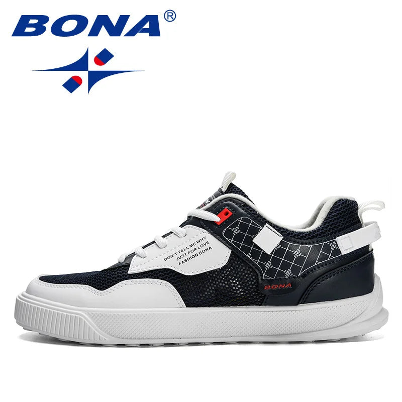 BONA 2023 New Designers Man Walking Leisure Shoes Mansculino Trendy Platform Sneakers Casual Shoes Men Lace-Up Vulcanized Shoes
