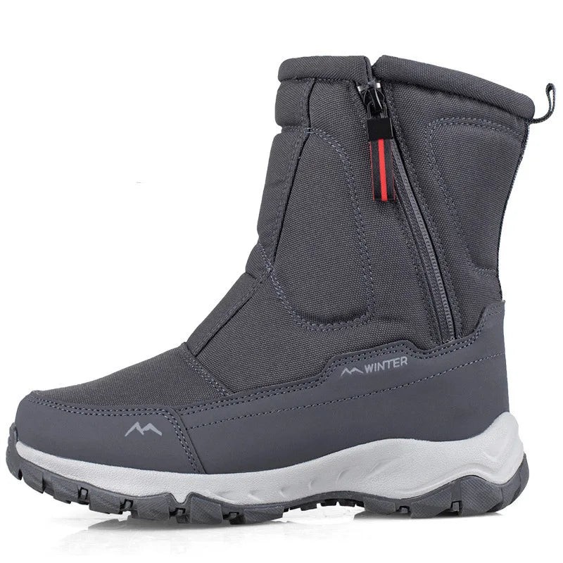 Bottes d'hiver pour hommes, grandes tailles, bottines chaudes en peluche, bottes de neige montantes anti-transpiration, baskets d'extérieur, chaussures d'hiver pour hommes