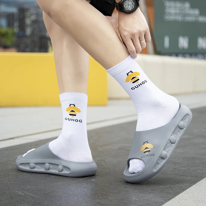 STRONGSHEN Luminous Men Slippers EVA Comfortable Flip Flops Summer Sandals Home Bathroom Anti-Slip Platform Outdoor Beach Shoes