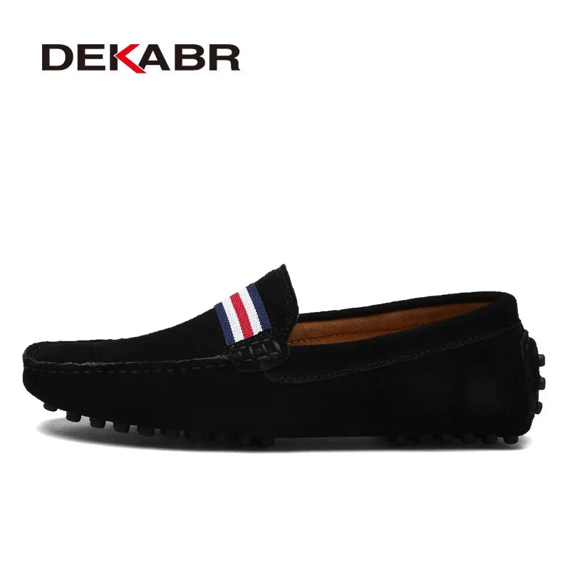 DEKABR Loafers Men New Design Suede Loafers Genuine Leather Slip on Moccasins Men Comfy Red Moccasin Driving Loafers for Men