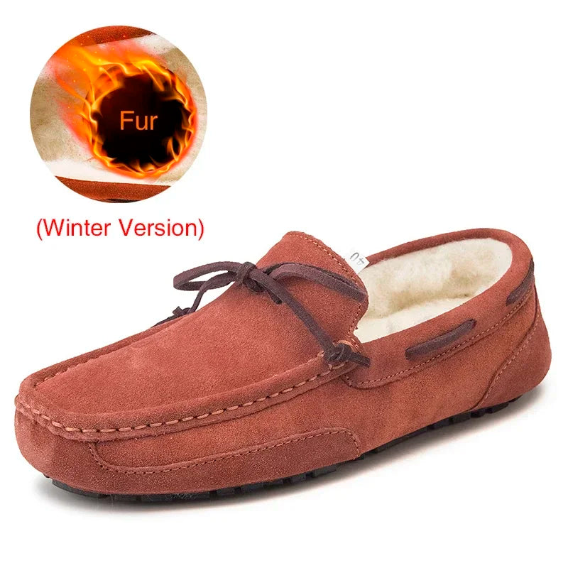 DEKABR Genuine Leather Men Shoes Luxury Brand Casual Slip On Formal Loafers Men Moccasins Male Driving Shoes Warm Loafers