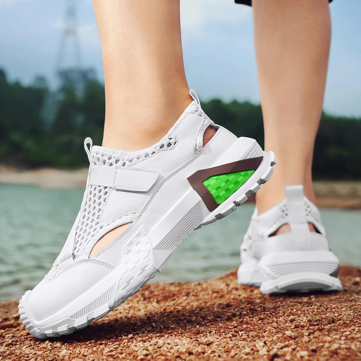 STRONGSHEN Summer Men Casual Shoes Slip on Men Hollow Out Walking Loafers Outdoor Boat Shoes Breathable Sneakers Zapatos Hombre