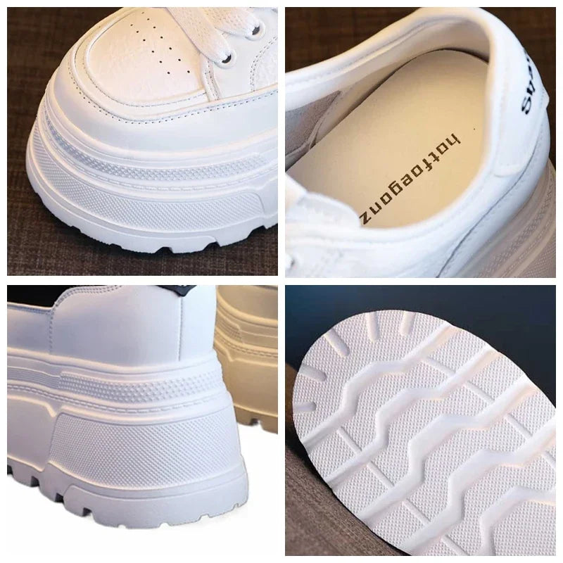 Fujin 8cm Microfiber Leather Vulcanize High Brand Comfy Chunky Sneaker Loafer Spring Autumn Platform Wedge Vulcanize Women Shoes