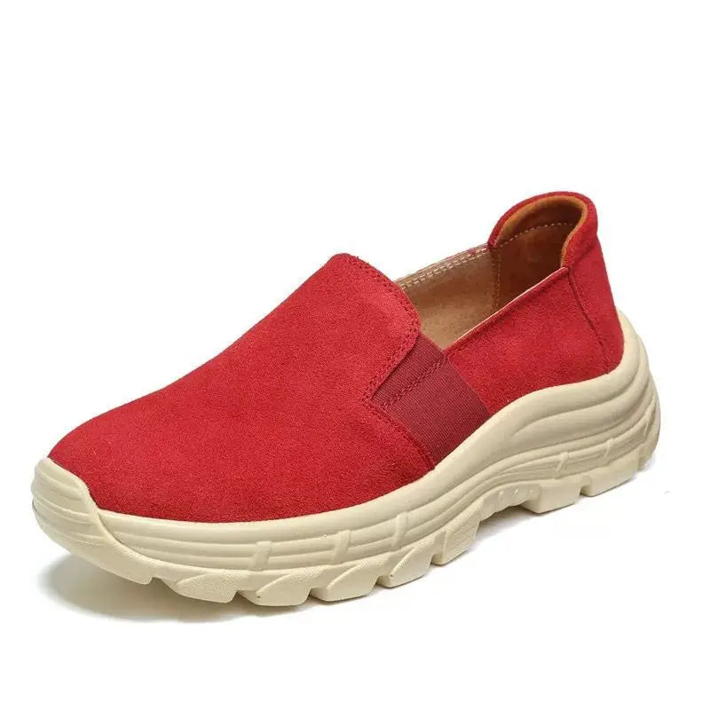 WOIZGIC Chaussures plates pour femmes, mocassins en cuir véritable, en daim de vache, antidérapantes, respirantes et vulcanisées