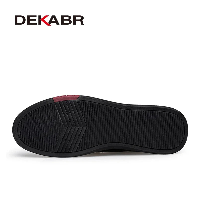 DEKABR Brand Genuine Leather Leisure Loafer Fashion Breathable Driving Shoes Slip On Comfortable Flats Men Shoes Size 36-46