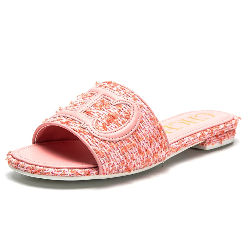 Women's Slippers yellow New Fabric Fashion Flat Sandals Business Banquet Women's Shoes