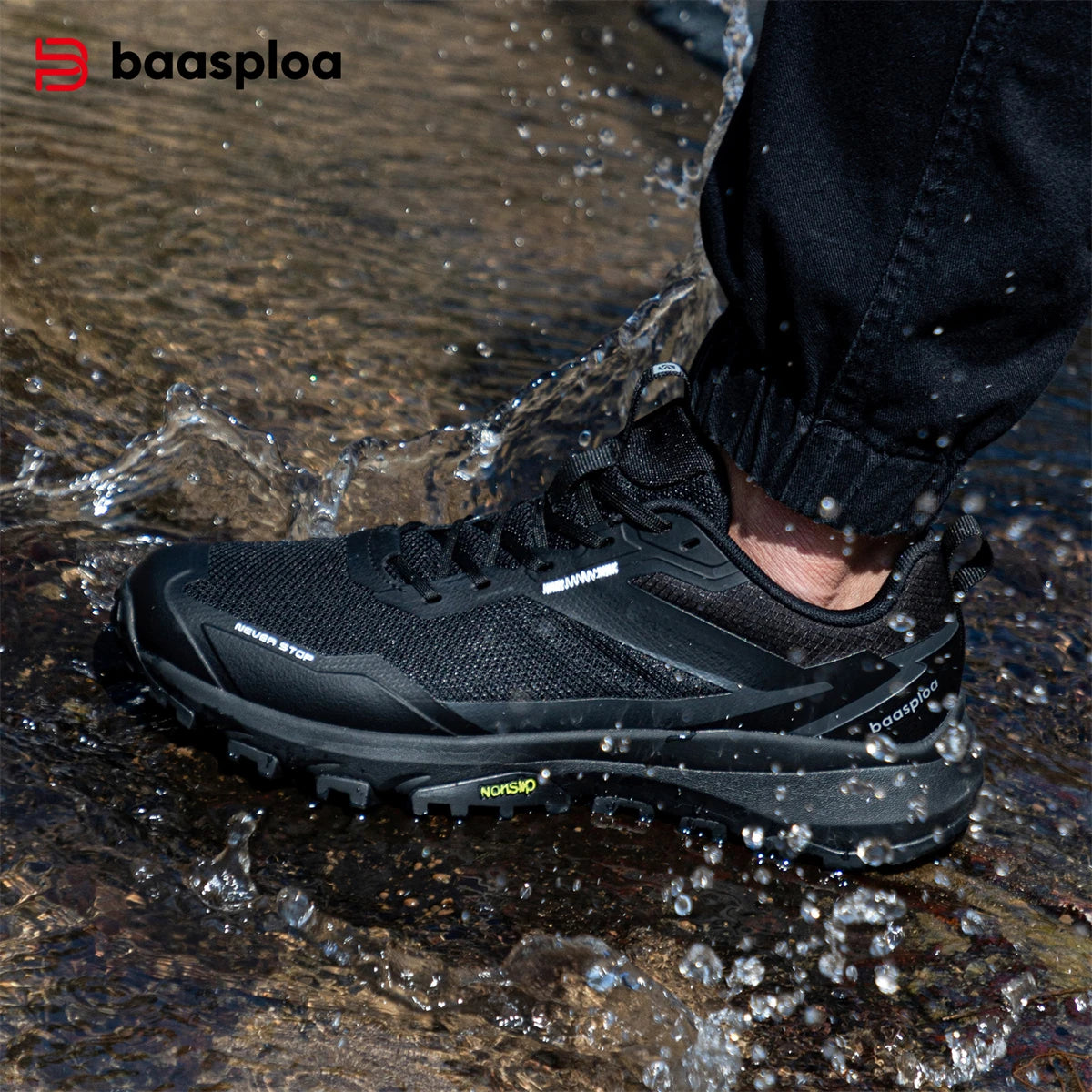 Baasploa New Hiking Shoes Men Outdoor Lightweight Camping Waterproof Sneakers Male Casual Non-slip Wear-Resistant Walking Shoes