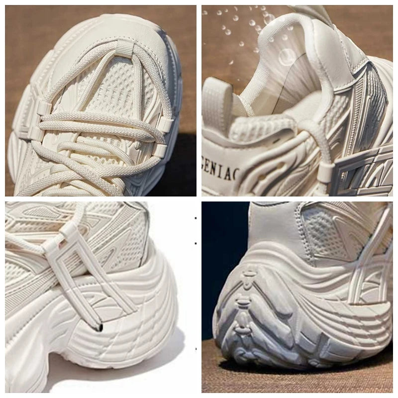 Fujin 10cm Air Mesh Synthetic Microfiber Leather Casual Breathable Vulcanize Summer Platform Sneakers Women Shoes High Brand