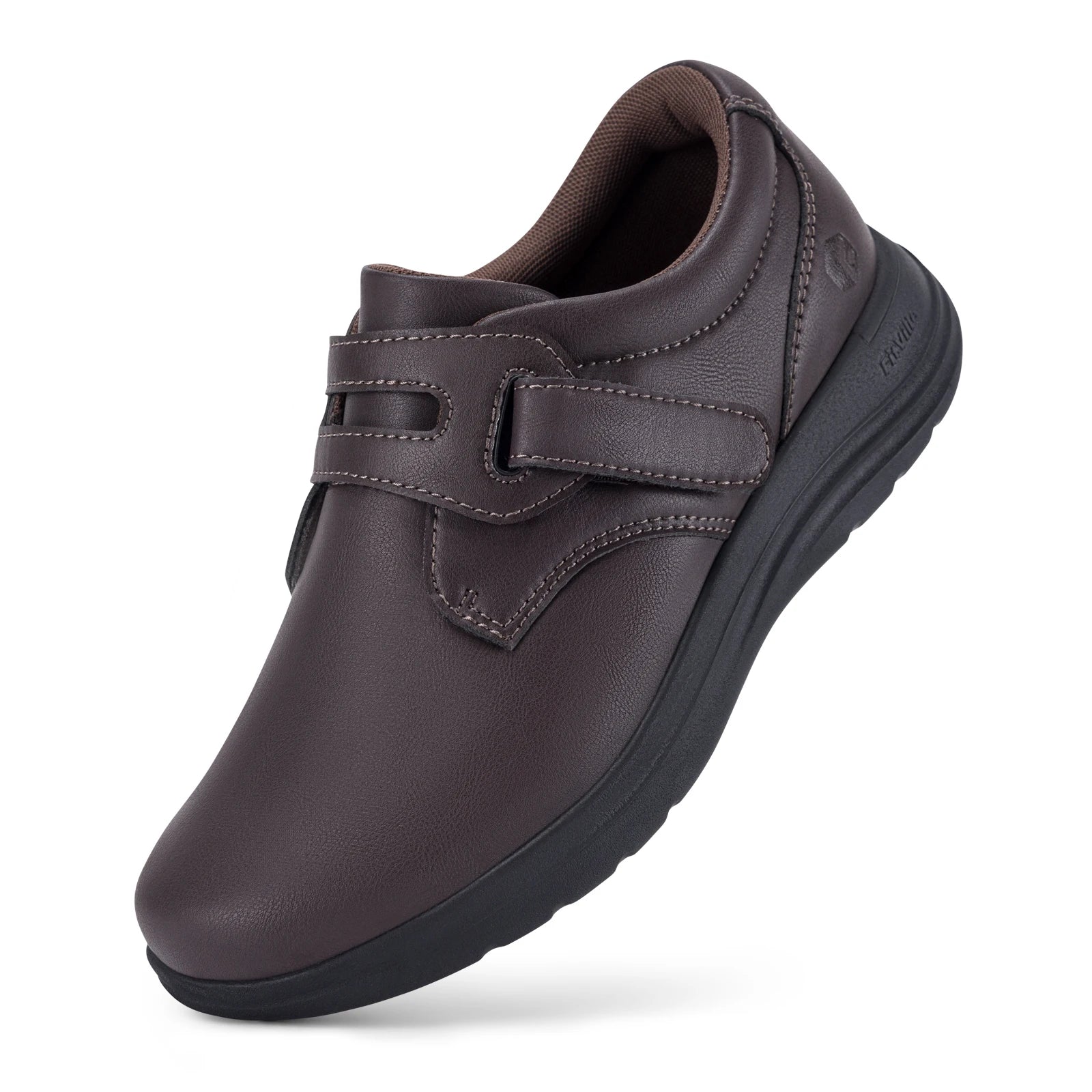 FitVille Leather Women's Shoes Extra Wide Diabetic Shoes Slip-On Walking Shoes For Womens Swollen Feet with Arch Support