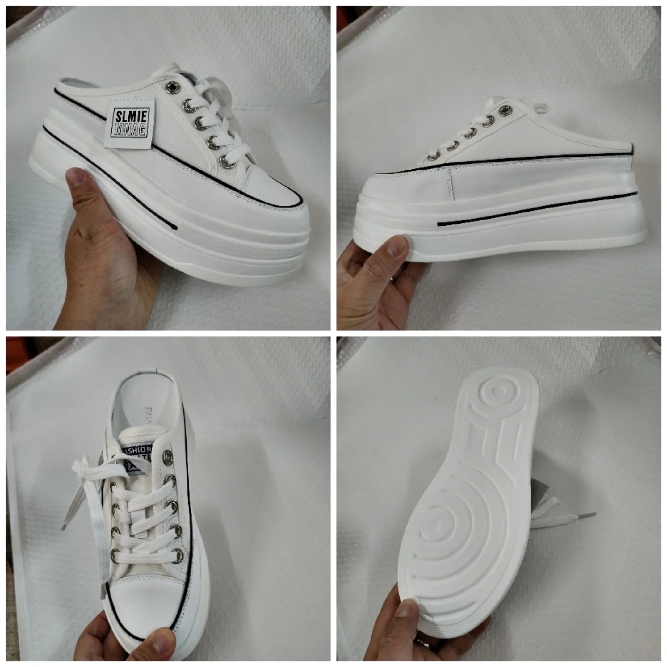 Fujin flip flops women 7.5cm Platform Slippers Denim Chunky Sneaker Casual Comfy Breathable Summer Shoes Women's slippers