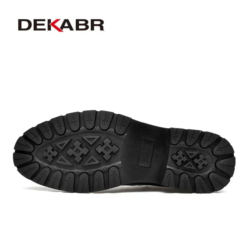 DEKABR Brand Men Casual Shoes Split Leather Breathable Men's Slip On Flats Work Shoes For Men Handmade High Top Shoes