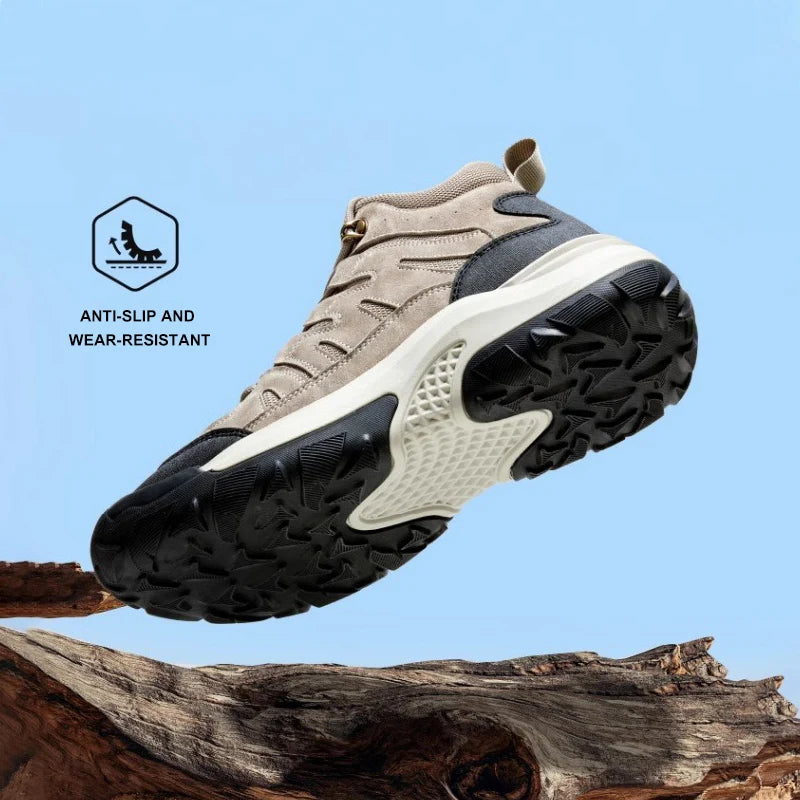 GOLDEN CAMEL Hiking Shoes Thick-Soled Men's Winter Boots Mid-top Trekking Shoes for Men 2024 New Casual Climbing Non-slip
