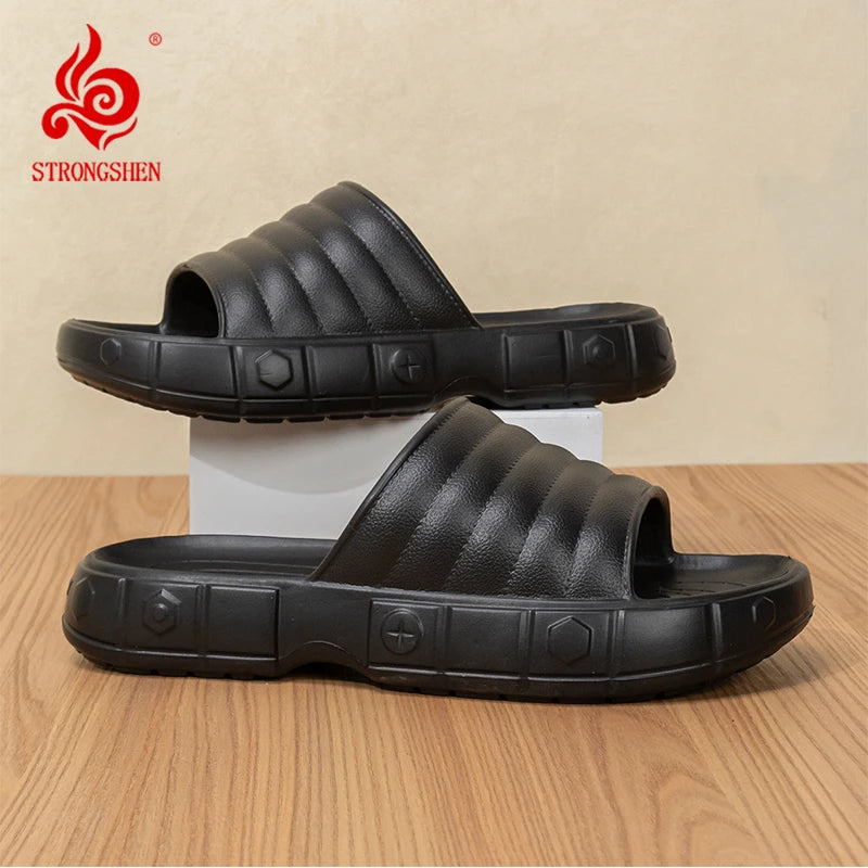 Summer Men Slippers Soft Non-slip Sole Outdoor Sports Thick Anti Slip Slippers Ligtweight EVA  Beach Bathroom Home Sandals