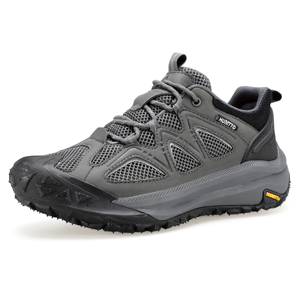 HUMTTO Chaussures de randonnée respirantes pour hommes, chaussures de sport d'extérieur antidérapantes pour hommes, baskets de marche de sécurité en cuir pour hommes