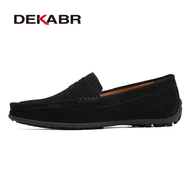 DEKABR Brand Fashion Summer Style Soft Loafers Genuine Leather High Quality Flat Casual Shoes Breathable Men Flats Driving Shoes