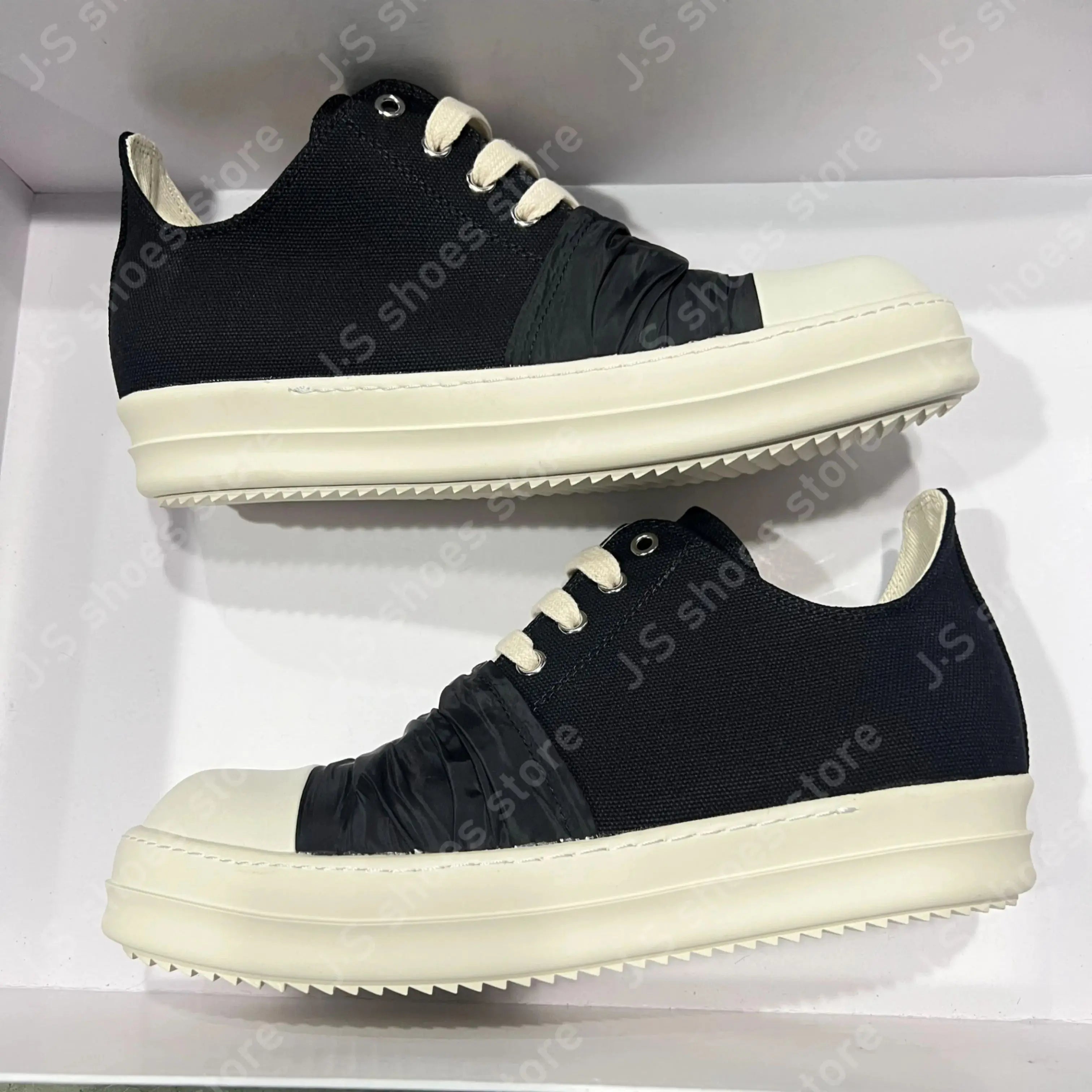 Ro Retro Classic Black Canvas Low Top Shoes Sneaker Men Shoe Black Pleated Cloth Lace Up Women Casual Sneakers