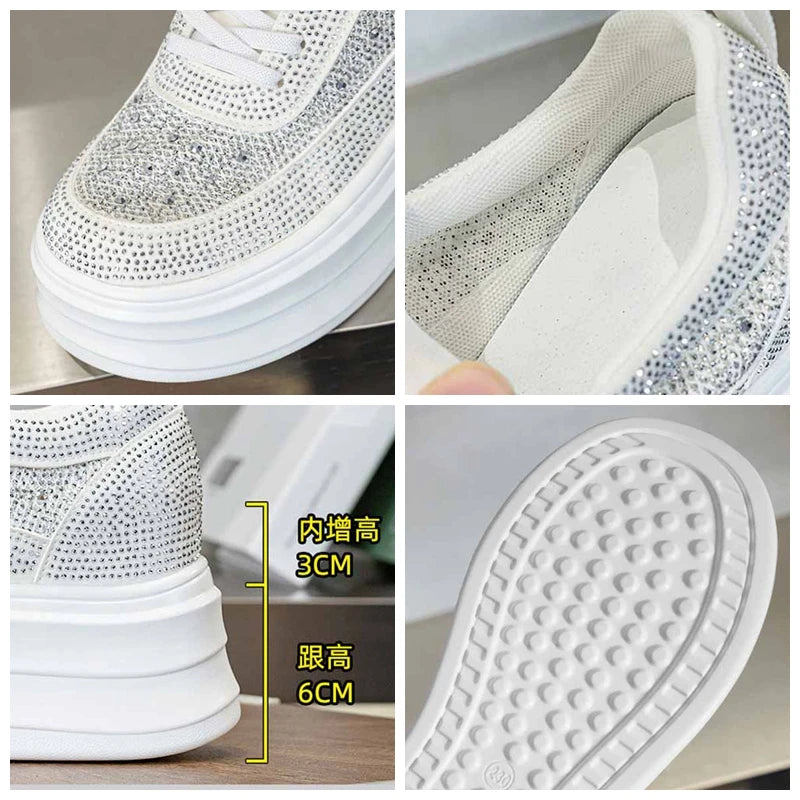 Fujin 9cm Air Mesh Micrifiber Synthetic Leather Summer Chunky Sneakers Breathable Platform Wedge Women Vulcanize Hollow  Shoes