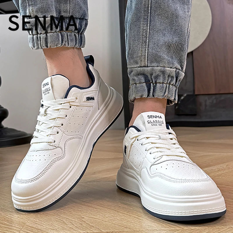 SENMA Luxury Men's Shoes Thick Soled Leather Small White Shoes Men Trendy Shoes Board Shoes Men's Sneakers Women's Casual Shoes