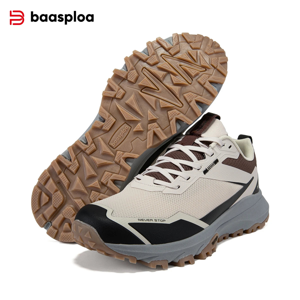 Baasploa New Hiking Shoes Men Outdoor Lightweight Camping Waterproof Sneakers Male Casual Non-slip Wear-Resistant Walking Shoes
