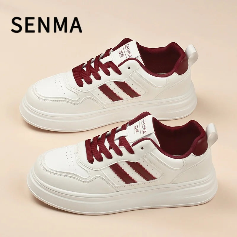 Chaussures homme SENMA en cuir à semelles épaisses, petites chaussures blanches, chaussures tendance pour hommes et femmes, chaussures de planche, chaussures décontractées, vêtements de sport pour hommes