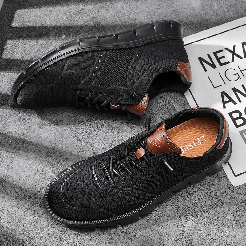 Pure Black British Style Mens Brogues Shoes Casual Sneakers Loafers Summer Breathable Plus Big Size 54 53 52 51 50 Hot Sale