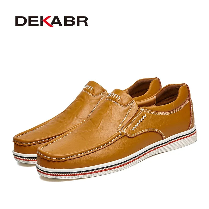 DEKABR Casual Men Shoes Handmade High Quality Cow Leather Fashion Slip On Loafers Flats Comfortable Breathable Driving Shoes