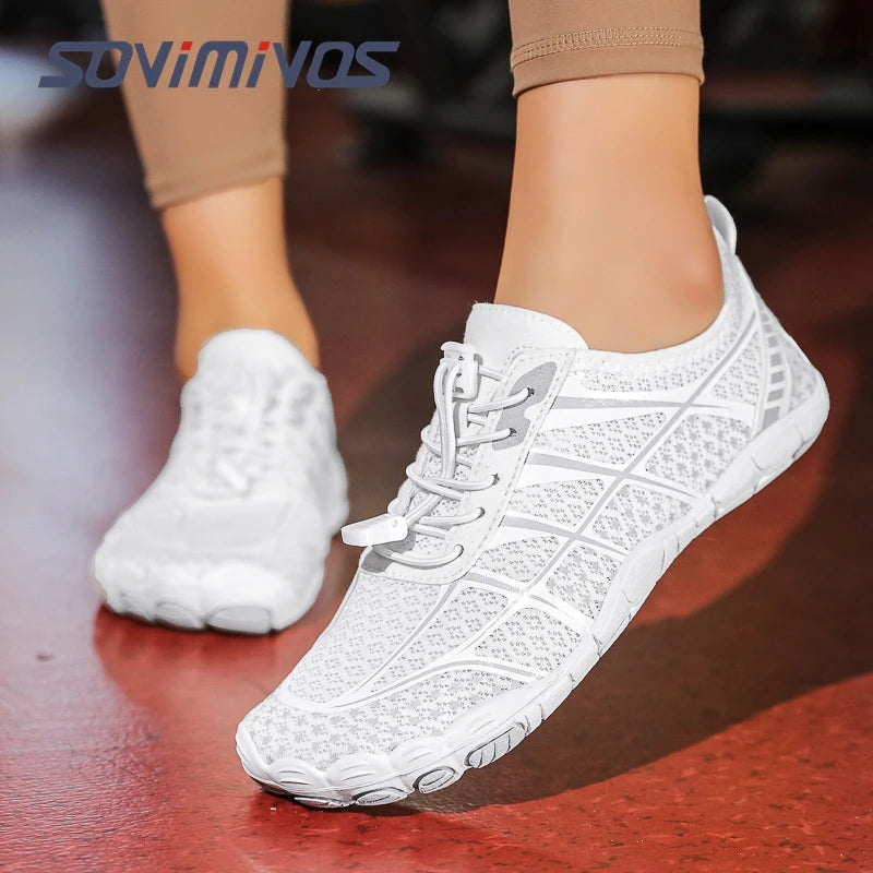 SOVIMIVOS Unisex Barefoot Shoes for Men Women Wide Toe Beach Walking Sneakers Zero Drop Outdoor Elastic Band Running Shoes