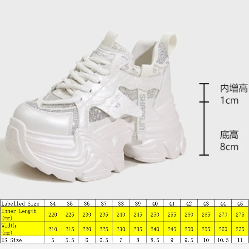 Fujin 9cm Air Mesh Microfiber Leather Bling High Brand Comfy Platform Wedge Fashion Summer Chunky Sneaker Lace Up Shoes Women