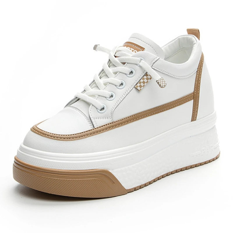 Fujin 7cm Genuine Leather Platform Wedge Winter Women Fashion Canvas Breathable Lady Super High Mixed Color Leisure Single Shoes