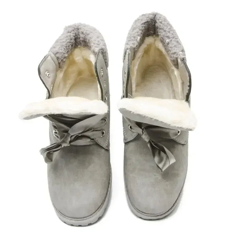 Fujin Women Winter Boots Platform Ankle Snow Warm Plush Fur Suede Leather Booties Woman Shoes Motorcycle Platform Ankle Boots