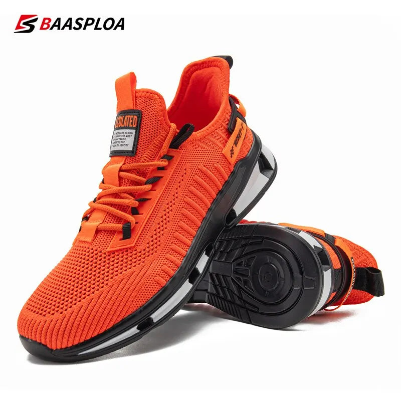 Baasploa New Men Sneakers Comfortable Knit Walking Shoes Breathable Fashion Sneaker Anti-Slip Shock-Absorbing Casual Shoes