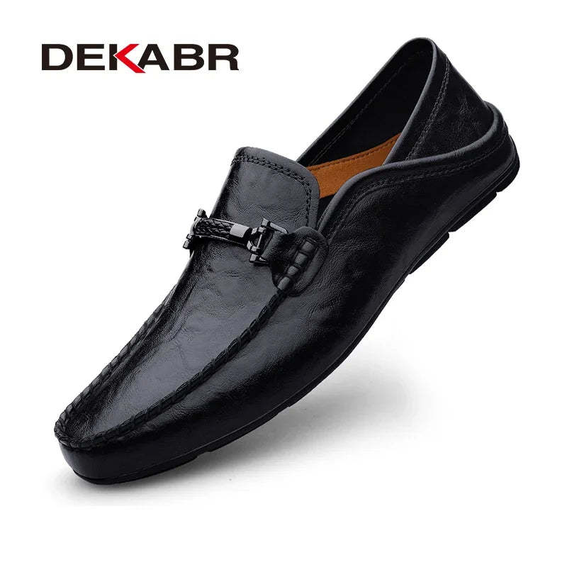 DEKABR Size 35-49 Luxury Men Loafers Soft Moccasins Summer Shoes High Quality Mens Shoes Casual Genuine Leather Driving Flats