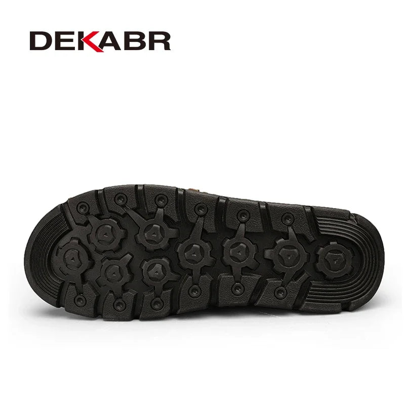 DEKABR PU Leather Men Boots Winter Warm Outdoor Comfortable Boots Handmade Ankle Boots Business Boots Big Size 38-48