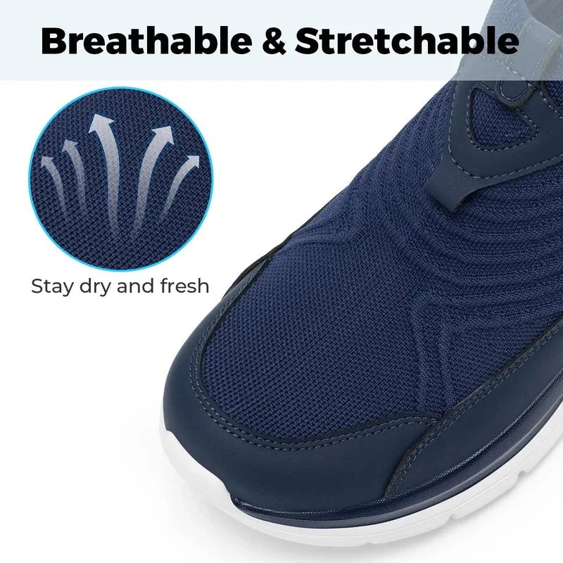 Fitville Wide Men'S Slip-On Running Shoes Lightweight Breathable Outdoor Casual Sports Walking Shoes Sneakers For Swollen Feet
