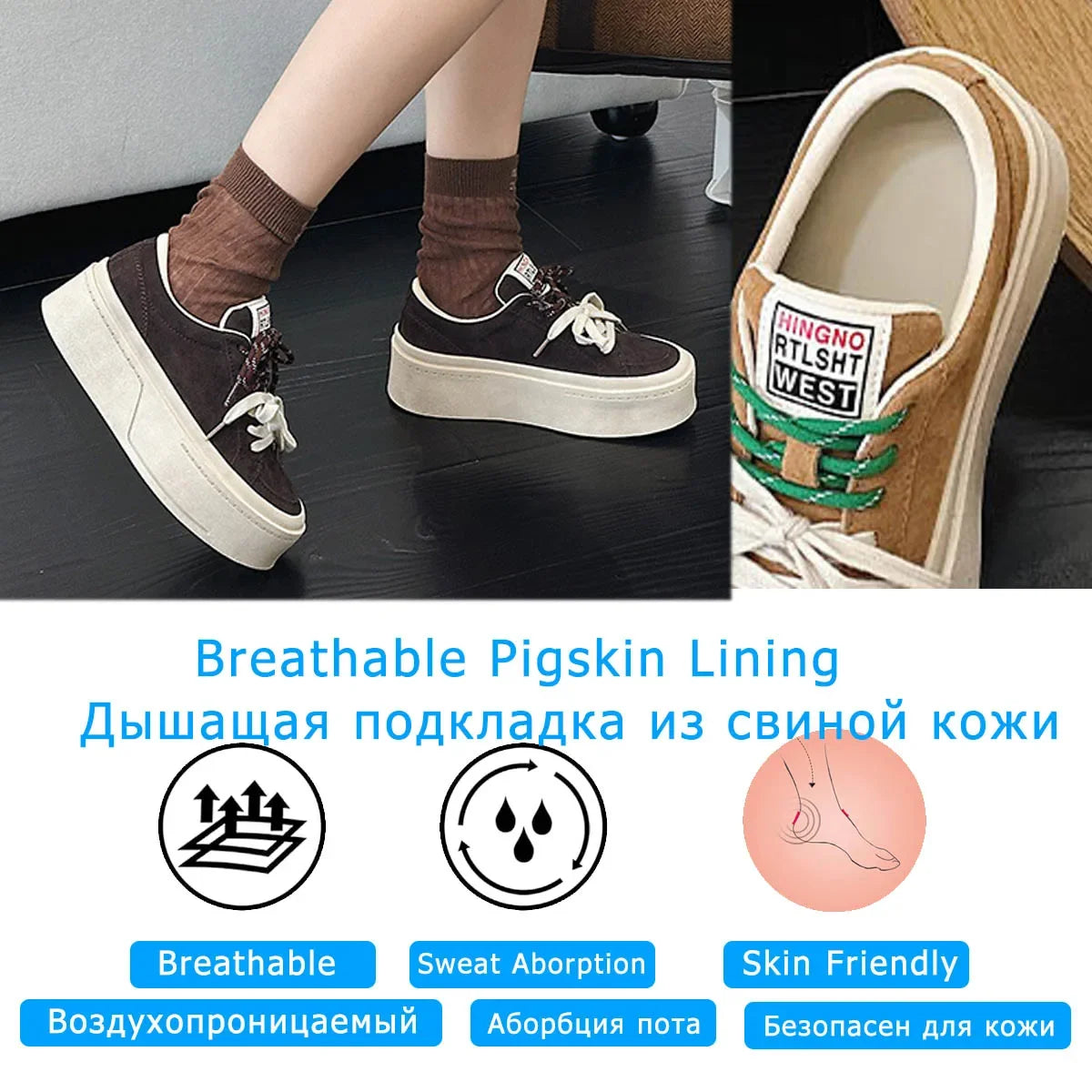 Fujin 5cm Genuine Leather Autumn Vulcanize High Brand Comfy Chunky Sneaker Women Platform Wedge Vulcanize Spring Flats Shoes
