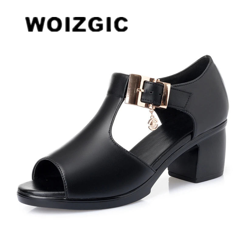 WOIZGIC Femmes Dames Mère Femme PU Sandales Plateforme Été Cool Plage Talon Haut Peep-toe Décontracté Extérieur Bling Canard Sangle