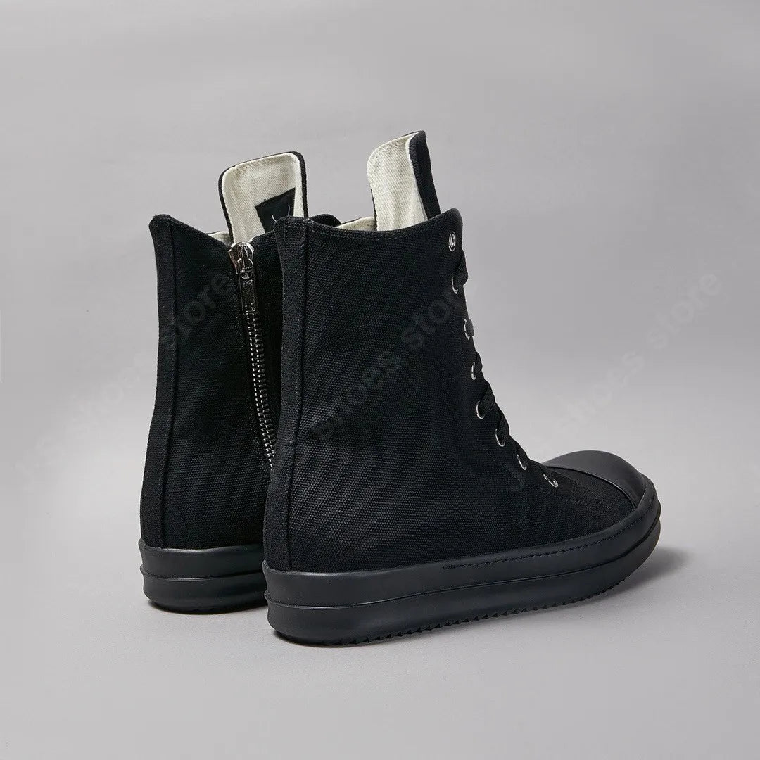 Ro Classic Boots Men Shoe Women Sneaker Full Black Canvas High Top Shoes Casual Sneakers Zipper Lace Up Luxury Ankle Boot
