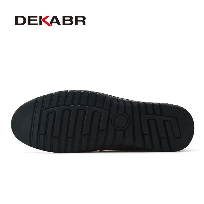DEKABR Genuine Leather Men's Loafers Luxury Men Casual Shoes Fashion Driving Shoes Breathable Slip on Moccasins Size 37~47