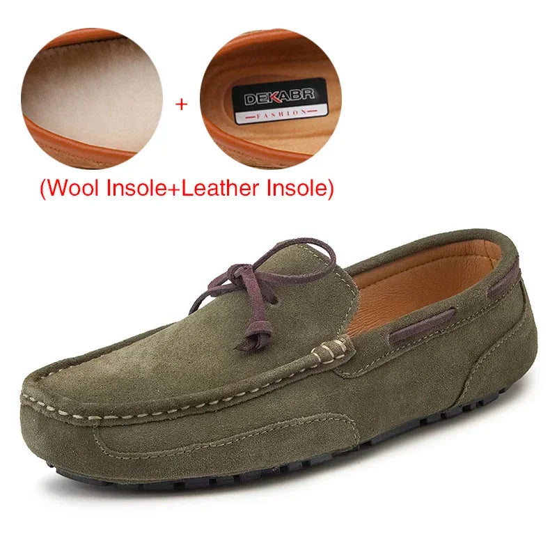 DEKABR Genuine Leather Men Shoes Luxury Brand Casual Slip On Formal Loafers Men Moccasins Male Driving Shoes Warm Loafers
