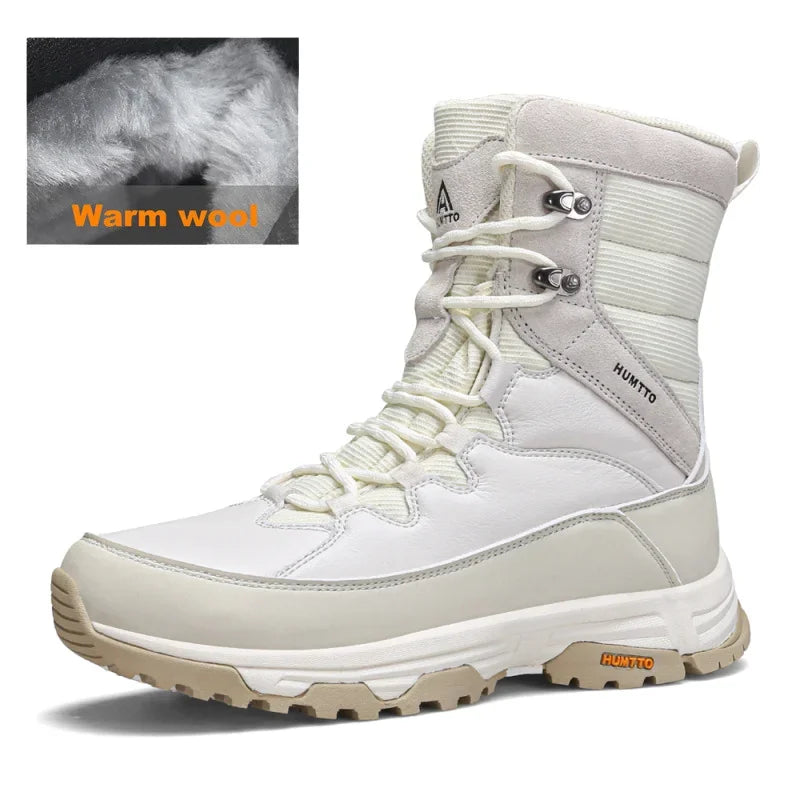 HUMTTO Winter Hiking Boots Leather Trekking Women's Trainers Luxury Designer Snow Boots Outdoor Casual Shoes 2024 Woman Sneakers