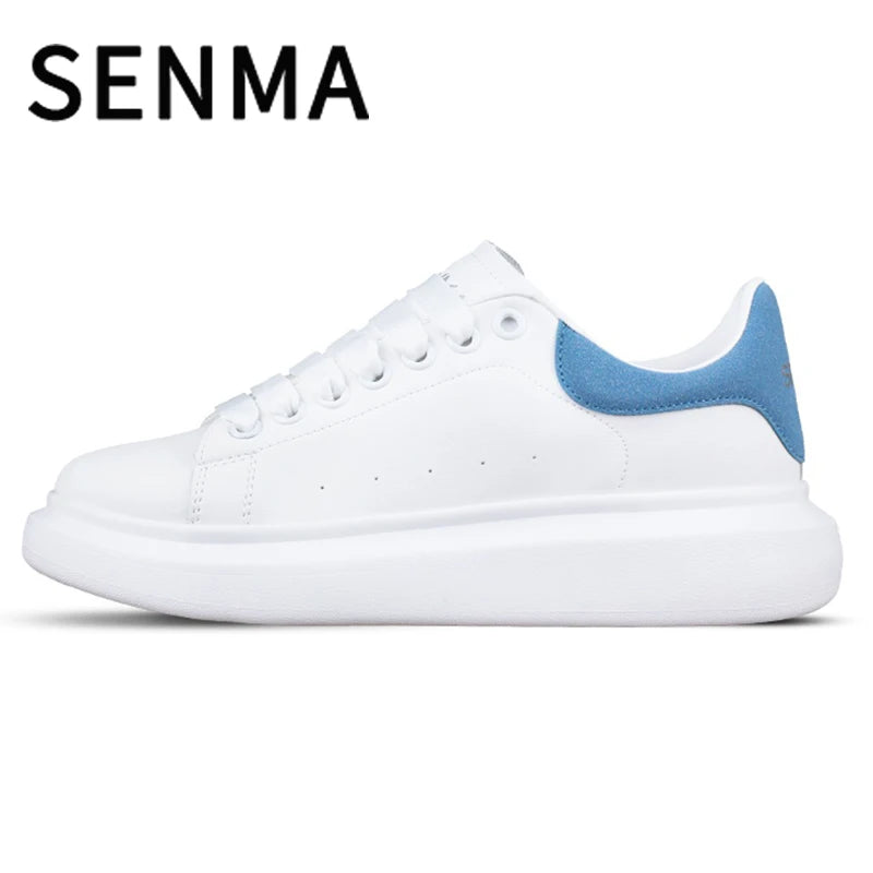 SENMA Men's and Women's Low Top Sneakers Lightweight Leather Casual Shoes Thick Bottom Student Flats Tennis shoes Running Shoes