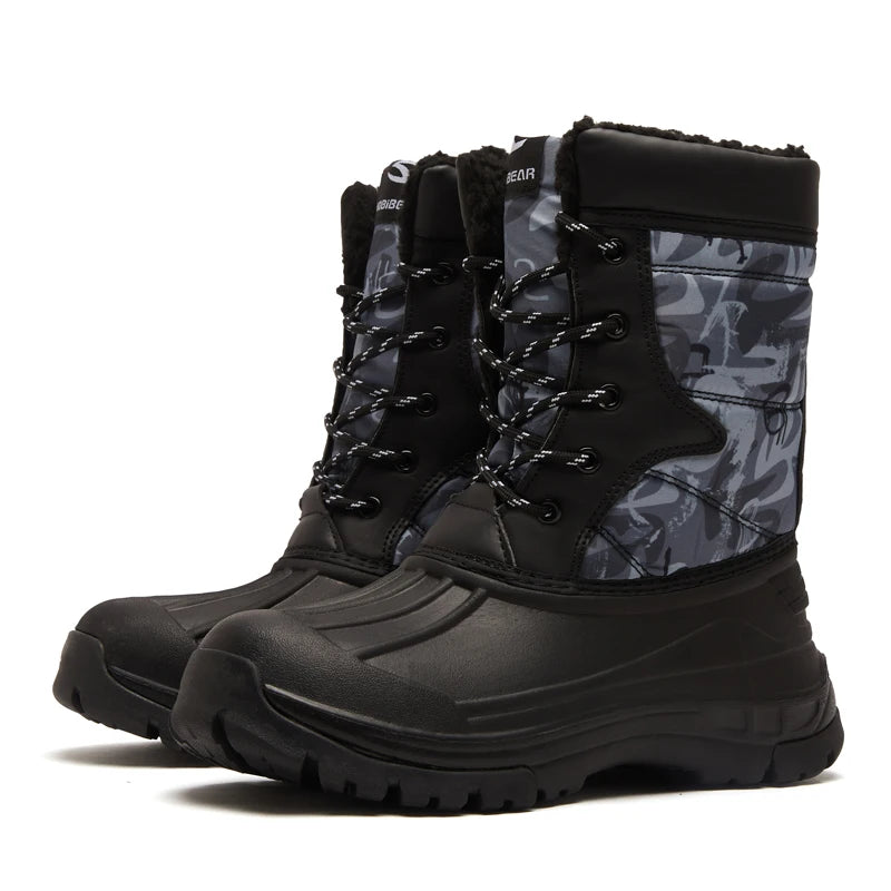 HOBIBEAR Boys Snow Boots with Insulation for Cold Weather Non-Slip Winter Shoes Lace-Up Waterproof Winter Boots