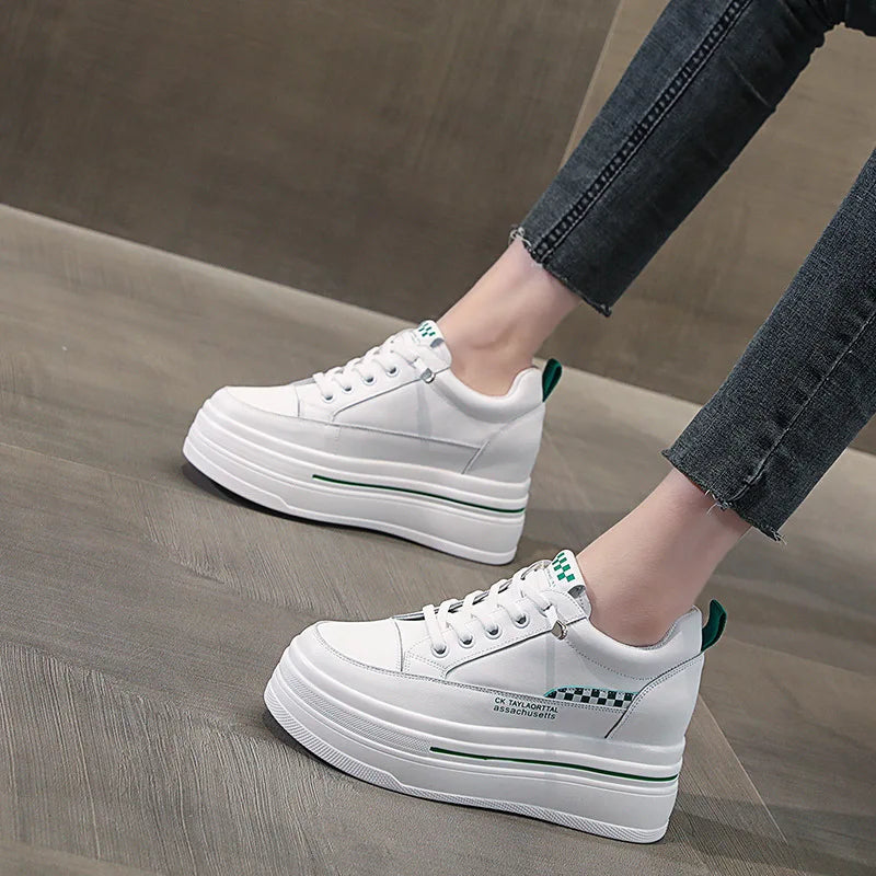 Fujin 7cm Natural Cow Genuine Leather New High Brand Comfy Casual Shoes Ladies Vulcanize Women Platform Chunky Sneakers Autumn