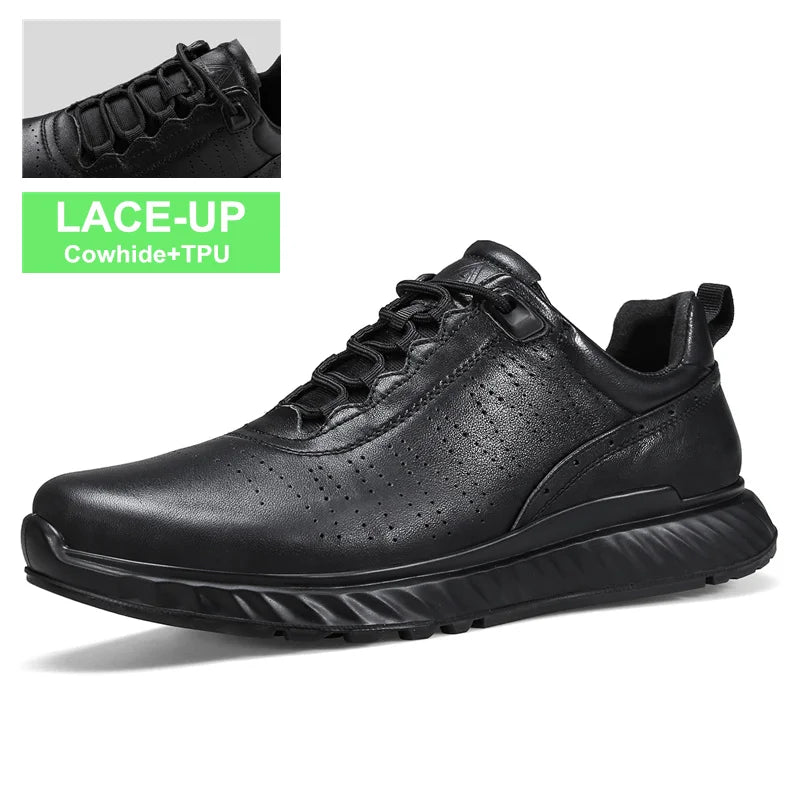 Baskets HUMTTO pour hommes, chaussures de course de luxe de créateur, chaussures de sport respirantes pour hommes, tennis en cuir noir, baskets décontractées pour hommes