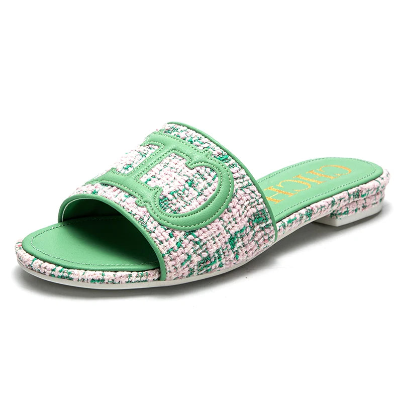 Women's Slippers yellow New Fabric Fashion Flat Sandals Business Banquet Women's Shoes