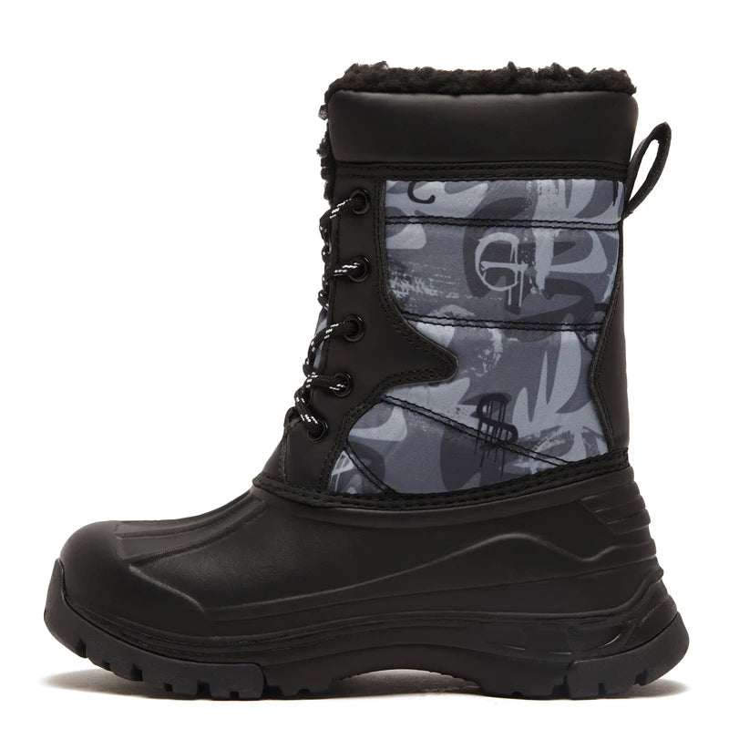 HOBIBEAR Boys Snow Boots with Insulation for Cold Weather Non-Slip Winter Shoes Lace-Up Waterproof Winter Boots